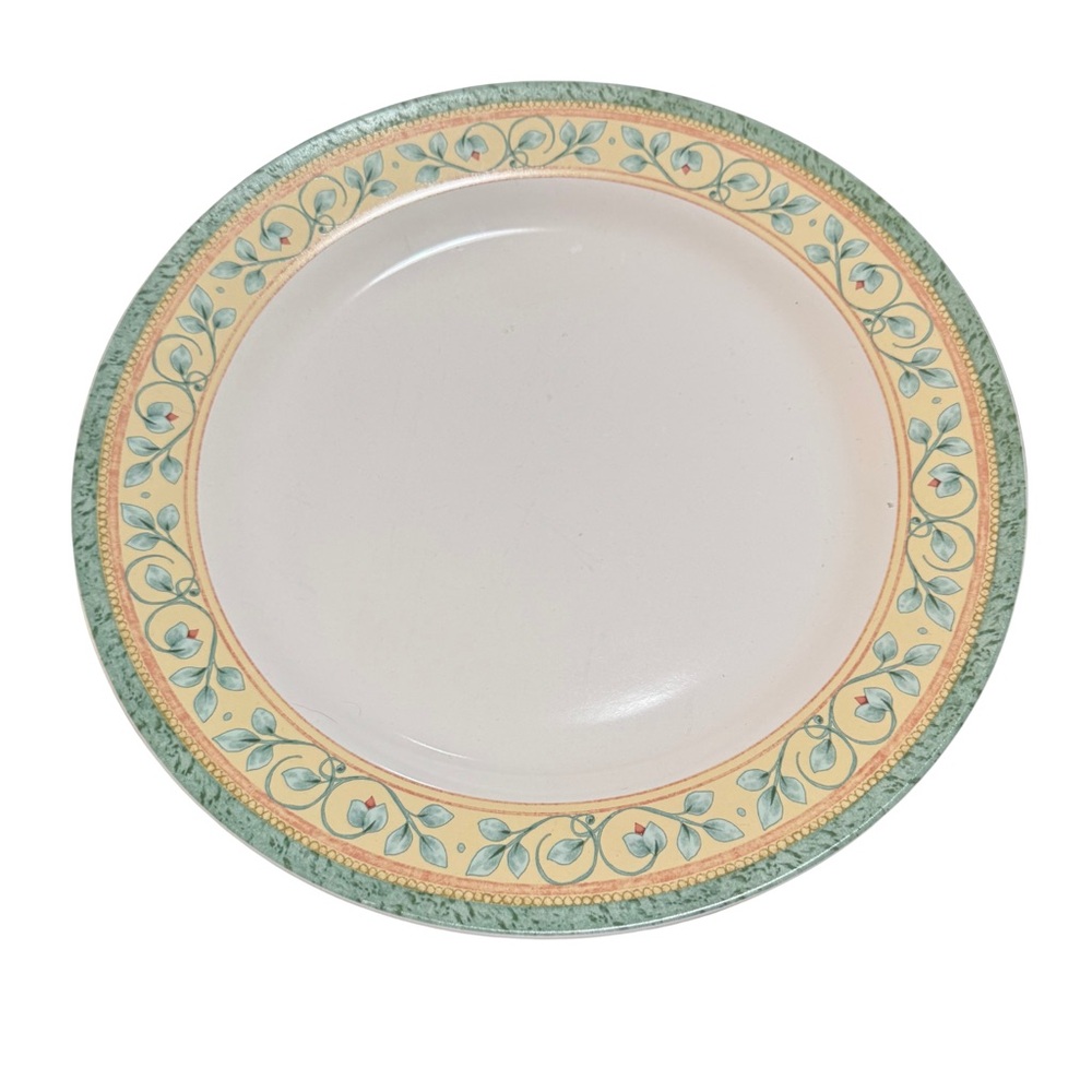 Pfaltzgraff French Quarter 12” Round Serving Plate Floral Leaf Yellow‎ Green Red